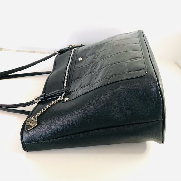 New Aurielle Saffiano & Croco Embossed Leather Tote in Black. Perfect Condition. - Picture 3 of 14